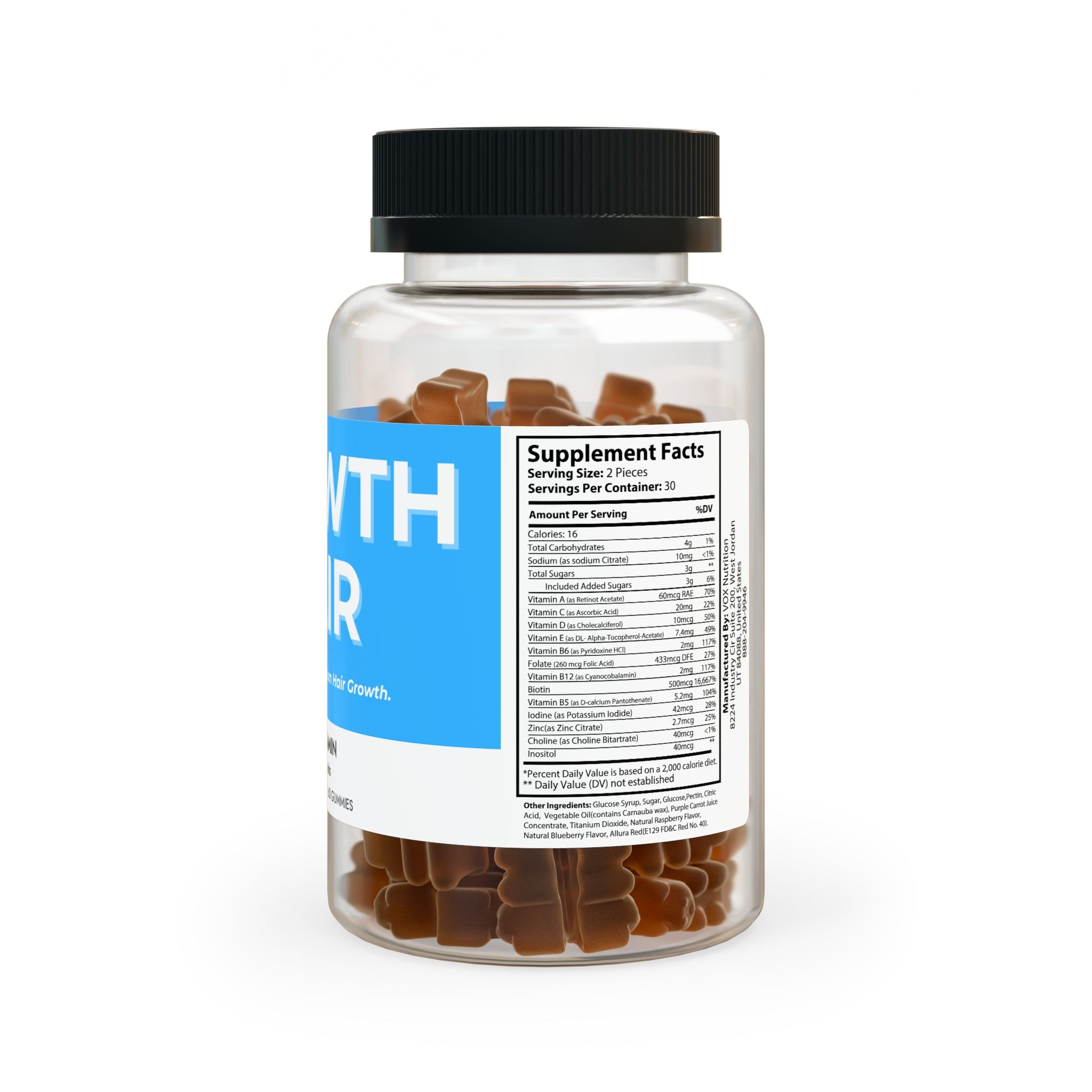 Growth Hair Vitamin Gummies (60 Gummies)